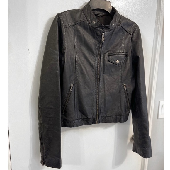 Faux Black Leather Jacket - Size 38 - Picture 5 of 6